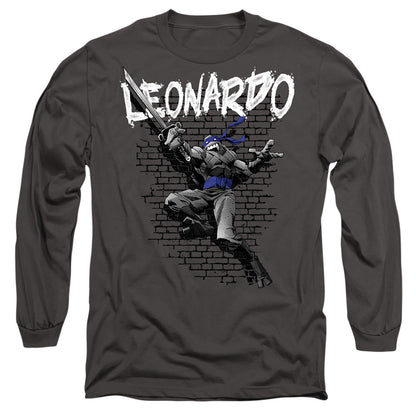 Tmnt Tmnt Leonardo Mens Long Sleeve Shirt Charcoal Officially Licensed