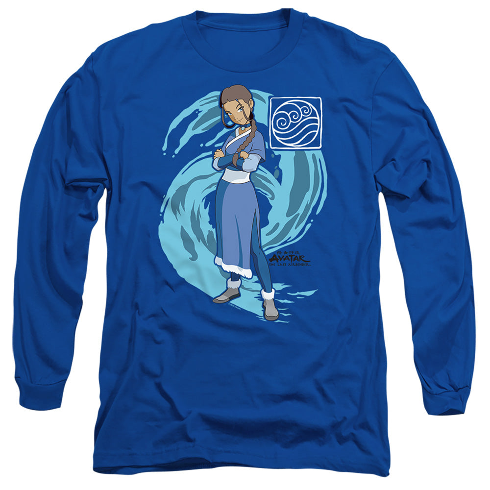 Avatar The Last Airbender Katara Water Wave Mens Long Sleeve Shirt Royal Blue