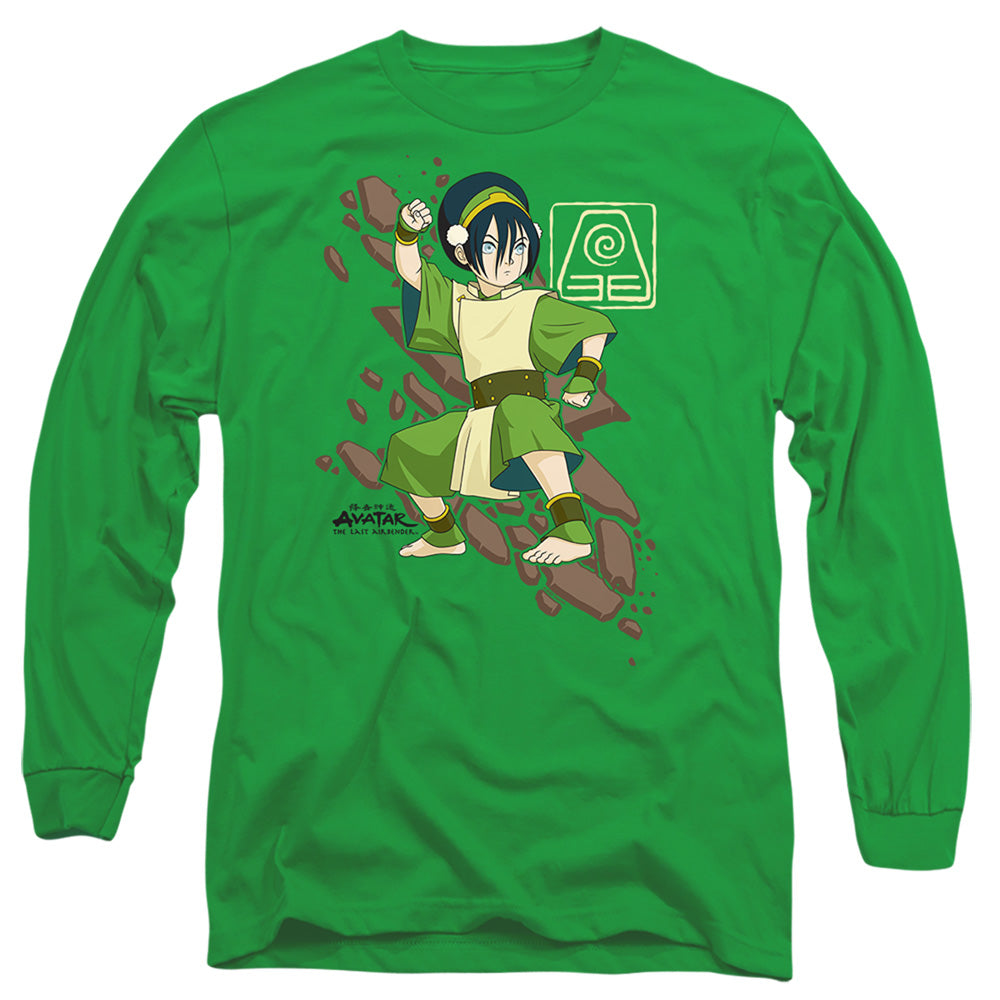 Avatar The Last Airbender Toph Rock Slide Mens Long Sleeve Shirt Kelly Green