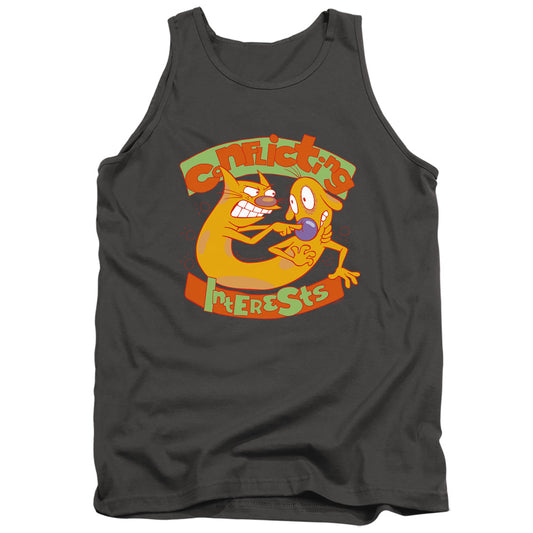 Catdog Conflicting Interests Mens Tank Top Shirt Charcoal