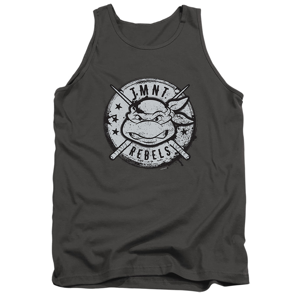 Tmnt Rebels Distressed Logo Mens Tank Top Shirt Charcoal