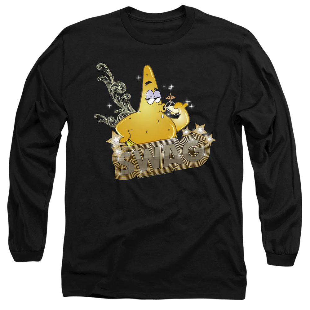 Spongebob Patrick Has Swag Mens Long Sleeve Shirt Black Officially Licensed