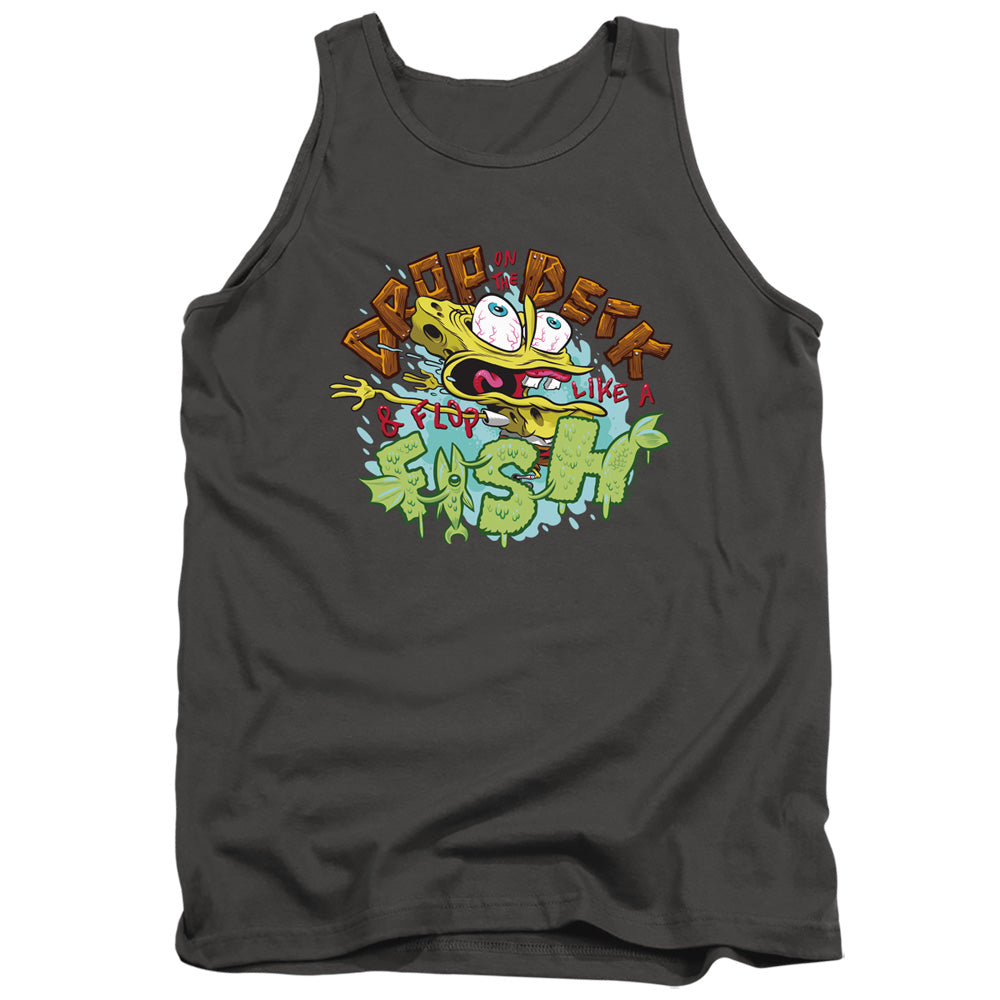 Spongebob Drop And Flop Mens Tank Top Shirt Charcoal