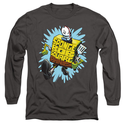 Spongebob Letter Spongebob Mens Long Sleeve Shirt Charcoal Officially Licensed