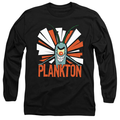 Spongebob Plankton Mens Long Sleeve Shirt Black Officially Licensed