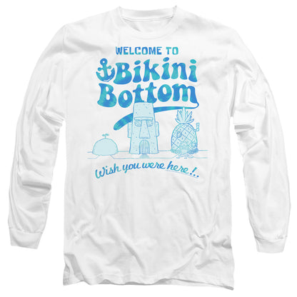 Spongebob Bikini Bottom Welcome Mens Long Sleeve Shirt White Officially Licensed
