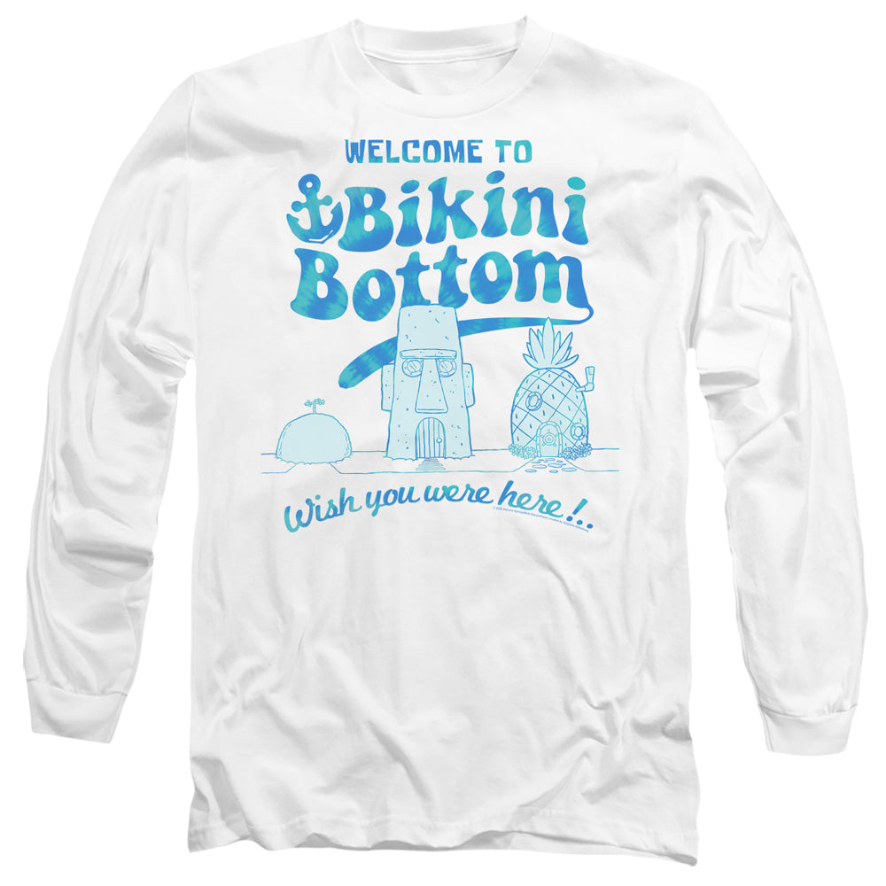 Spongebob Bikini Bottom Welcome Mens Long Sleeve Shirt White Officially Licensed