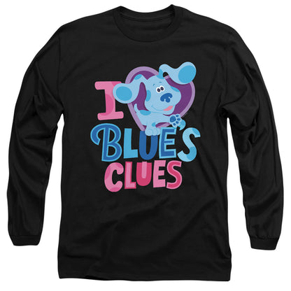 Blues Clues & You I Heart Blue Mens Long Sleeve Shirt Black Officially Licensed