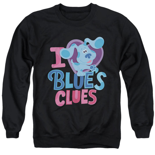 Blues Clues & You I Heart Blue Mens Crewneck Sweatshirt Black Officially Licensed