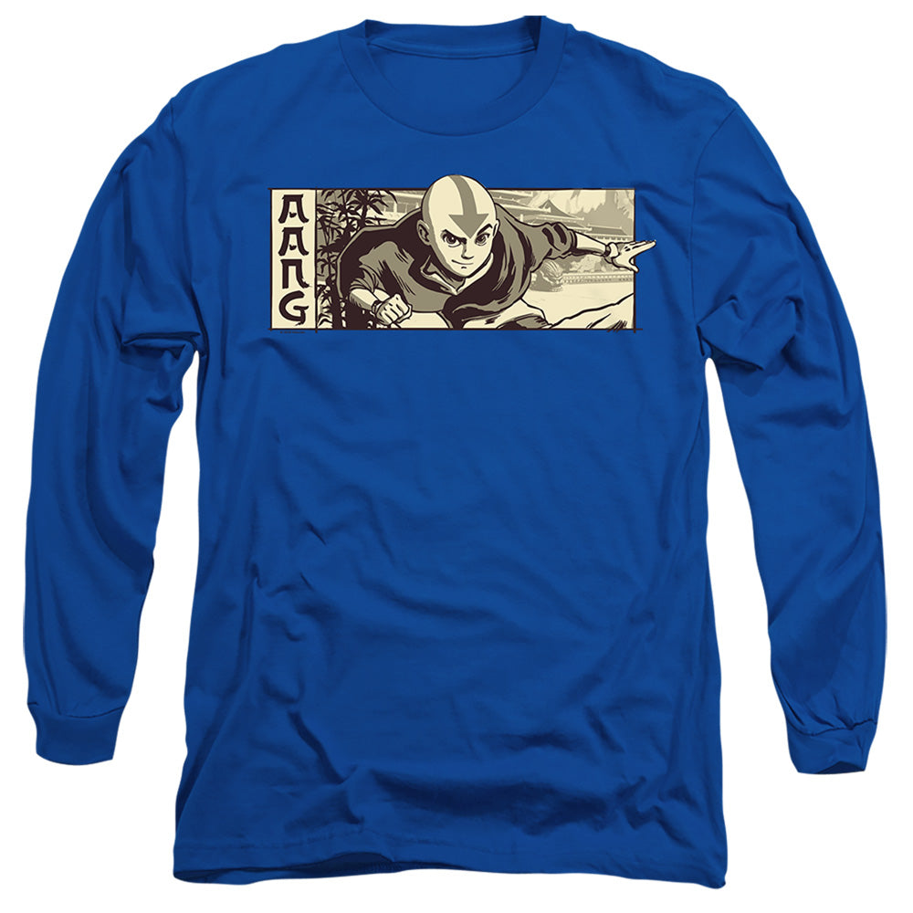 Avatar The Last Airbender Illustrated Aang Mens Long Sleeve Shirt Royal Officially Licensed