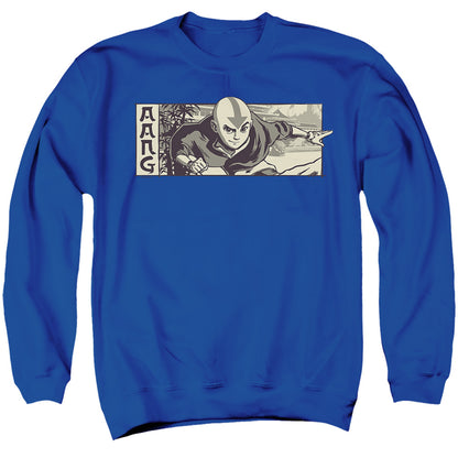 Avatar The Last Airbender Illustrated Aang Mens Crewneck Sweatshirt Royal