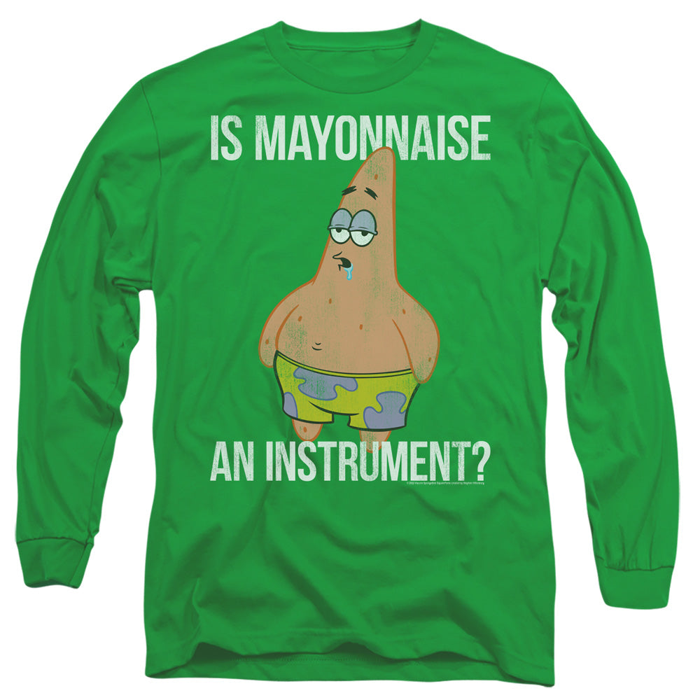 Spongebob Mayonnaise Instrument Mens Long Sleeve Shirt Kelly Green Officially Licensed