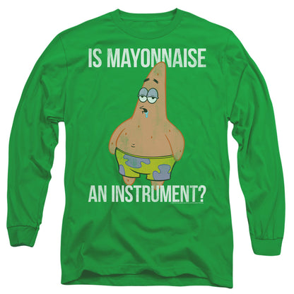 Spongebob Mayonnaise Instrument Mens Long Sleeve Shirt Kelly Green Officially Licensed