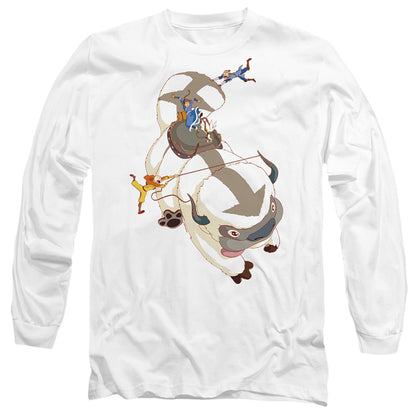 Avatar The Last Airbender Hang On Appa Mens Long Sleeve Shirt White