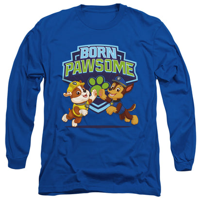 Paw Patrol Born Pawsome Mens Long Sleeve Shirt Royal Blue Officially Licensed