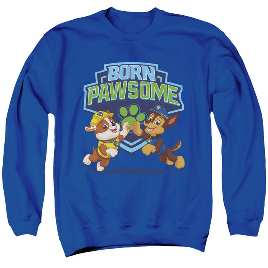Paw Patrol Born Pawsome Mens Crewneck Sweatshirt Royal Blue Officially Licensed