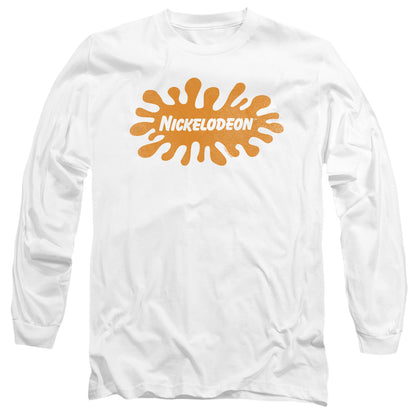 Nickelodeon Brand Nick Retro Splat Logo Mens Long Sleeve Shirt White Officially Licensed