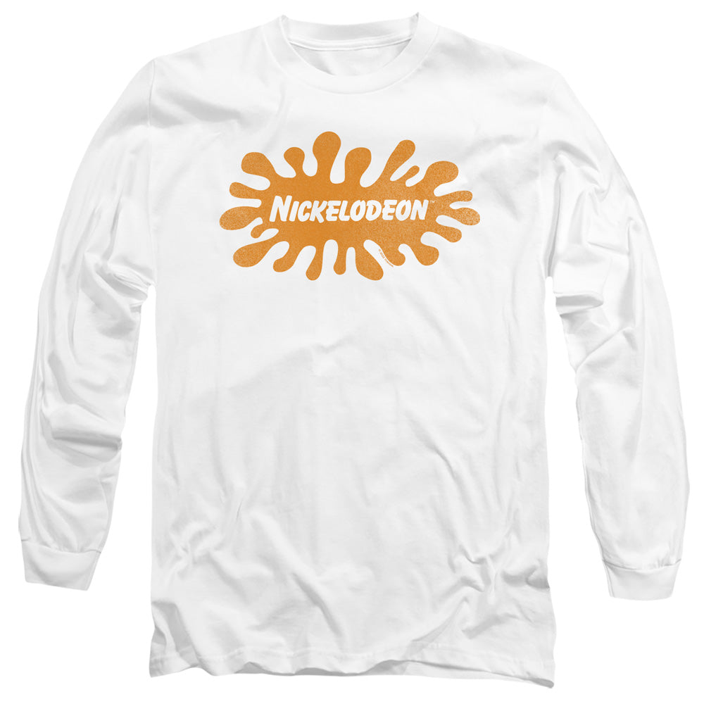 Nickelodeon Brand Nick Retro Splat Logo Mens Long Sleeve Shirt White Officially Licensed