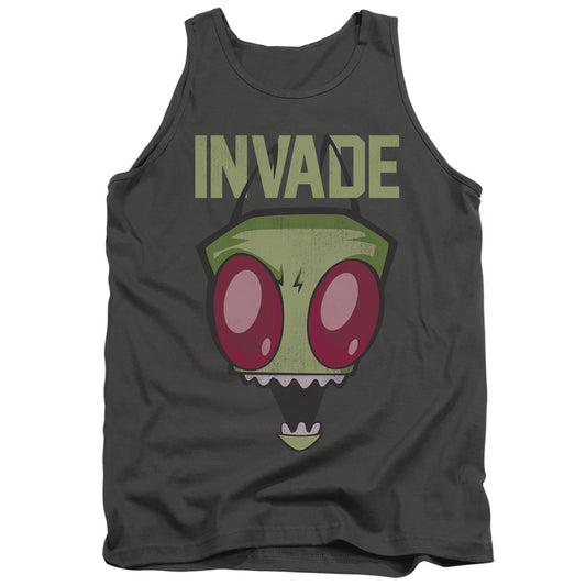 Invader Zim Invade Mens Tank Top Shirt Charcoal