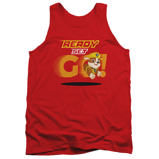 Paw Patrol Ready Set Go! Rubble Mens Tank Top Shirt Red