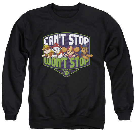 Paw Patrol Can'T Stop Won'T Stop Mens Crewneck Sweatshirt Black Officially Licensed
