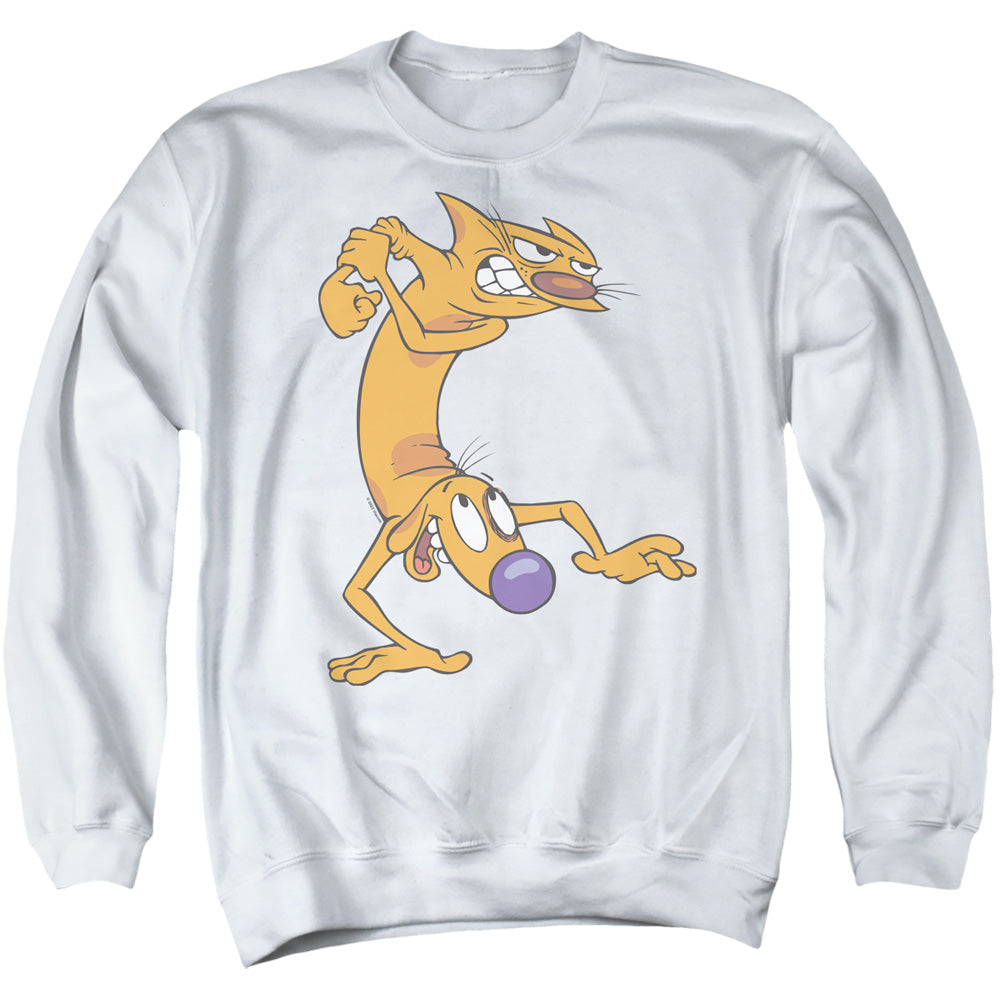 Catdog Ready To Fight Mens Crewneck Sweatshirt White Officially Licensed