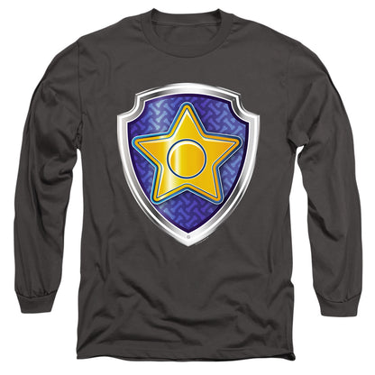 Paw Patrol Chase Badge Mens Long Sleeve Shirt Charcoal Officially Licensed