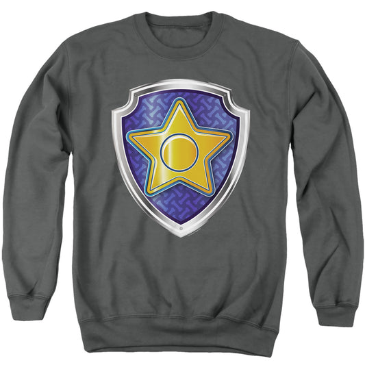 Paw Patrol Chase Badge Mens Crewneck Sweatshirt Charcoal Officially Licensed