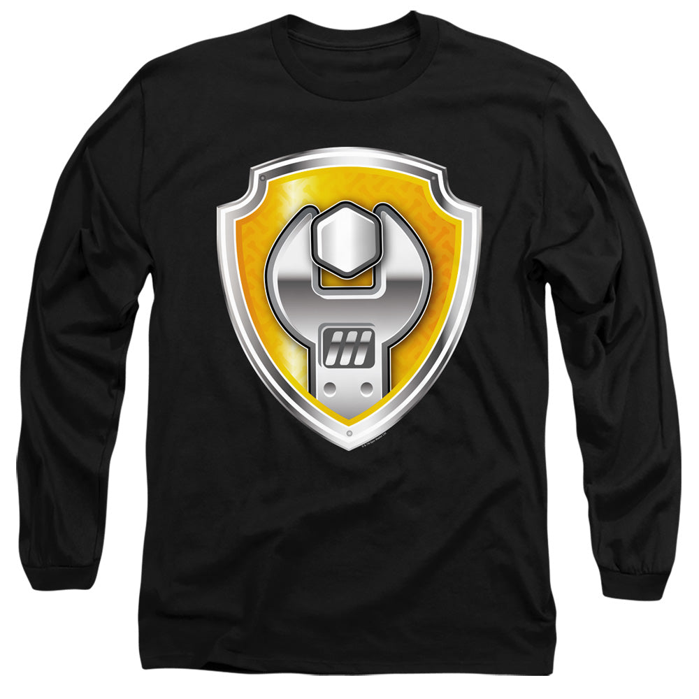 Paw Patrol Rubble Badge Mens Long Sleeve Shirt Black Officially Licensed