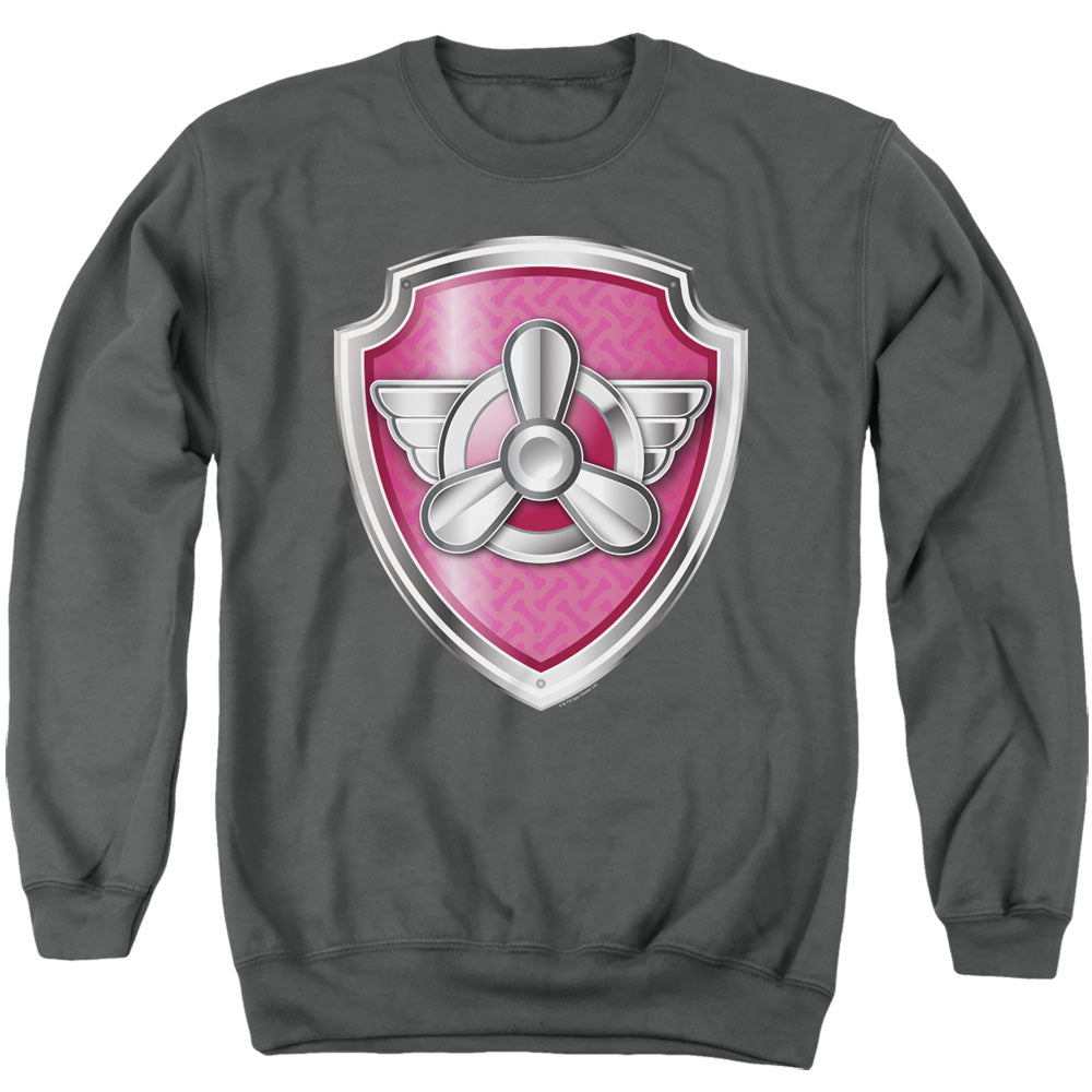 Paw Patrol Skye Badge Mens Crewneck Sweatshirt Charcoal Officially Licensed