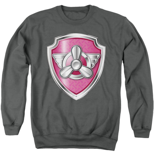 Paw Patrol Skye Badge Mens Crewneck Sweatshirt Charcoal Officially Licensed