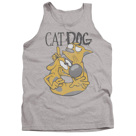 Catdog Stuck Together Mens Tank Top Shirt Athletic Heather