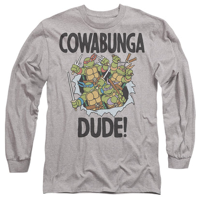 Tmnt Cowabunga Dude Pf Mens Long Sleeve Shirt Athletic Heather Officially Licensed