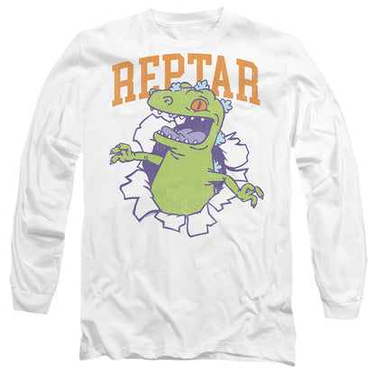 Rugrats Reptar Shirt Rip Mens Long Sleeve Shirt White Officially Licensed