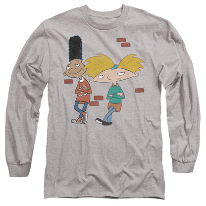 Hey Arnold Arnold And Gerald Leaning Mens Long Sleeve Shirt Athletic Heather Officially Licensed