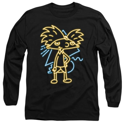 Hey Arnold Hey Arnold Neon Mens Long Sleeve Shirt Black Officially Licensed