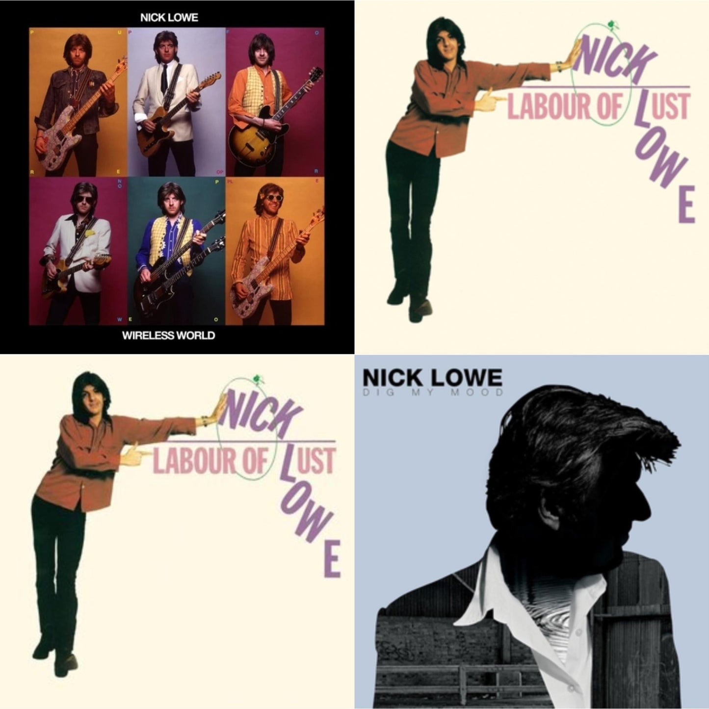 Nick Lowe - Wireless World (Transparent Green With Black Swirl LP Vinyl) & Labour Of Lust (Pink LP Vinyl/Dl Card) & Labour Of Lust (Reissue) & Dig My Mood (Remastered/Dl Card)