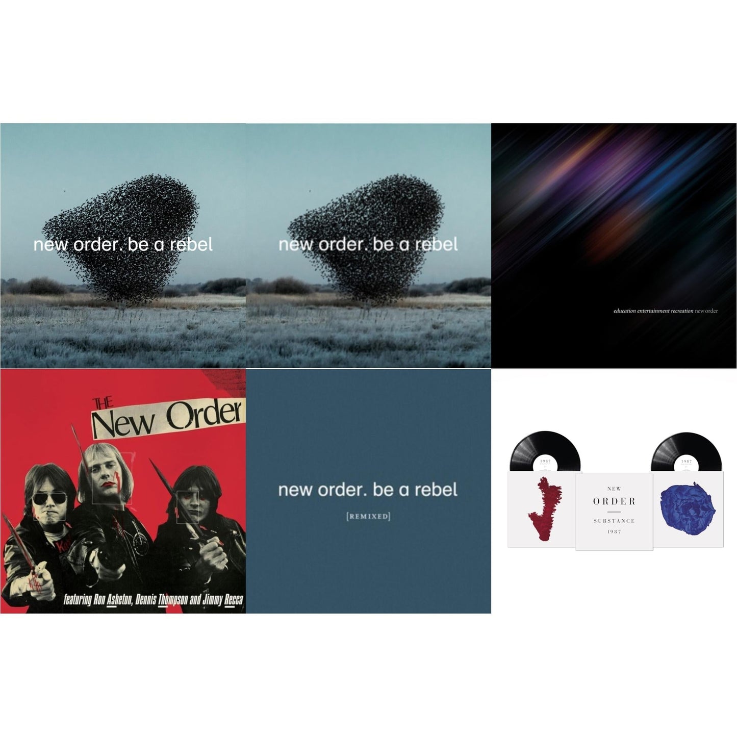 New Order - Be A Rebel & Be A Rebel Ep & Education Entertainment Recreation (Live) & New Order (Marble LP Vinyl) & Be A Rebel Remixed (Limited Edition/Clear LP Vinyl) & Substance (2023 Reissue) (2LP)