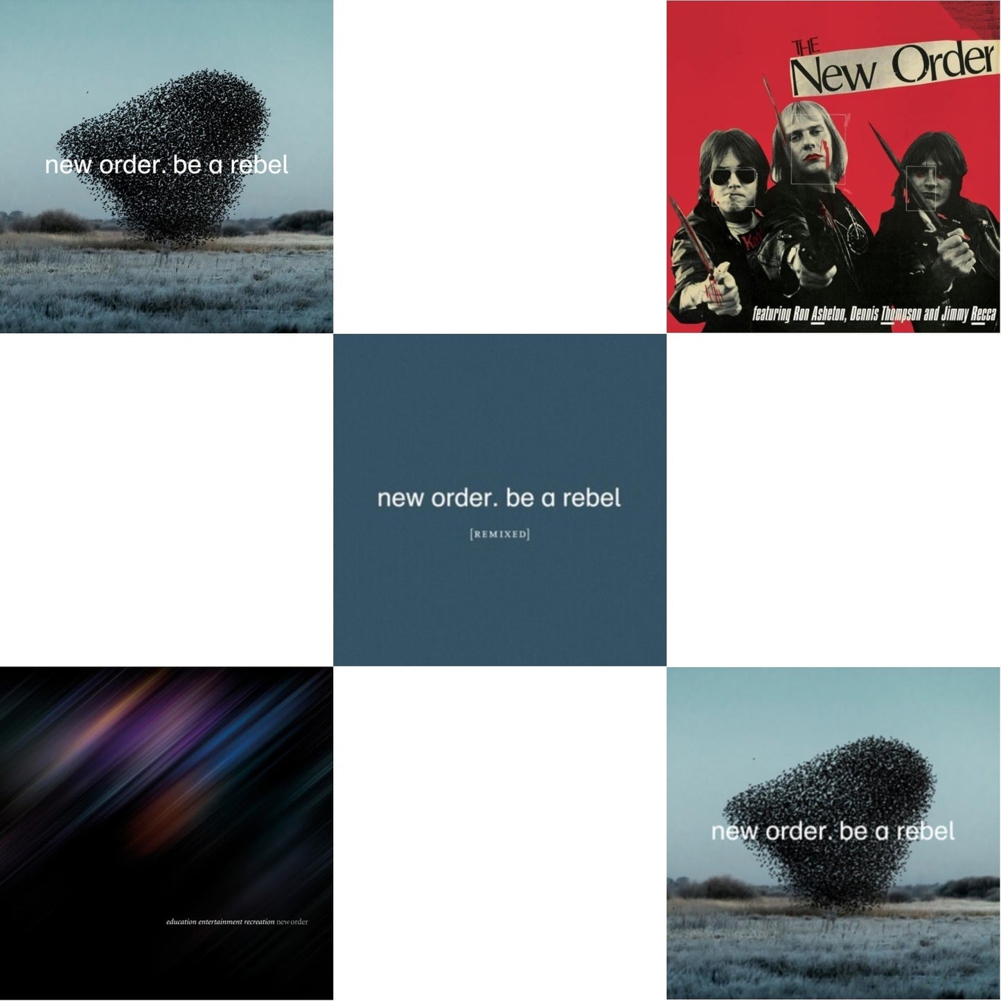 New Order - Be A Rebel & Education Entertainment Recreation (Live) & Be A Rebel Remixed (Limited Edition/Clear LP Vinyl) & New Order (Marble LP Vinyl) & Be A Rebel Ep