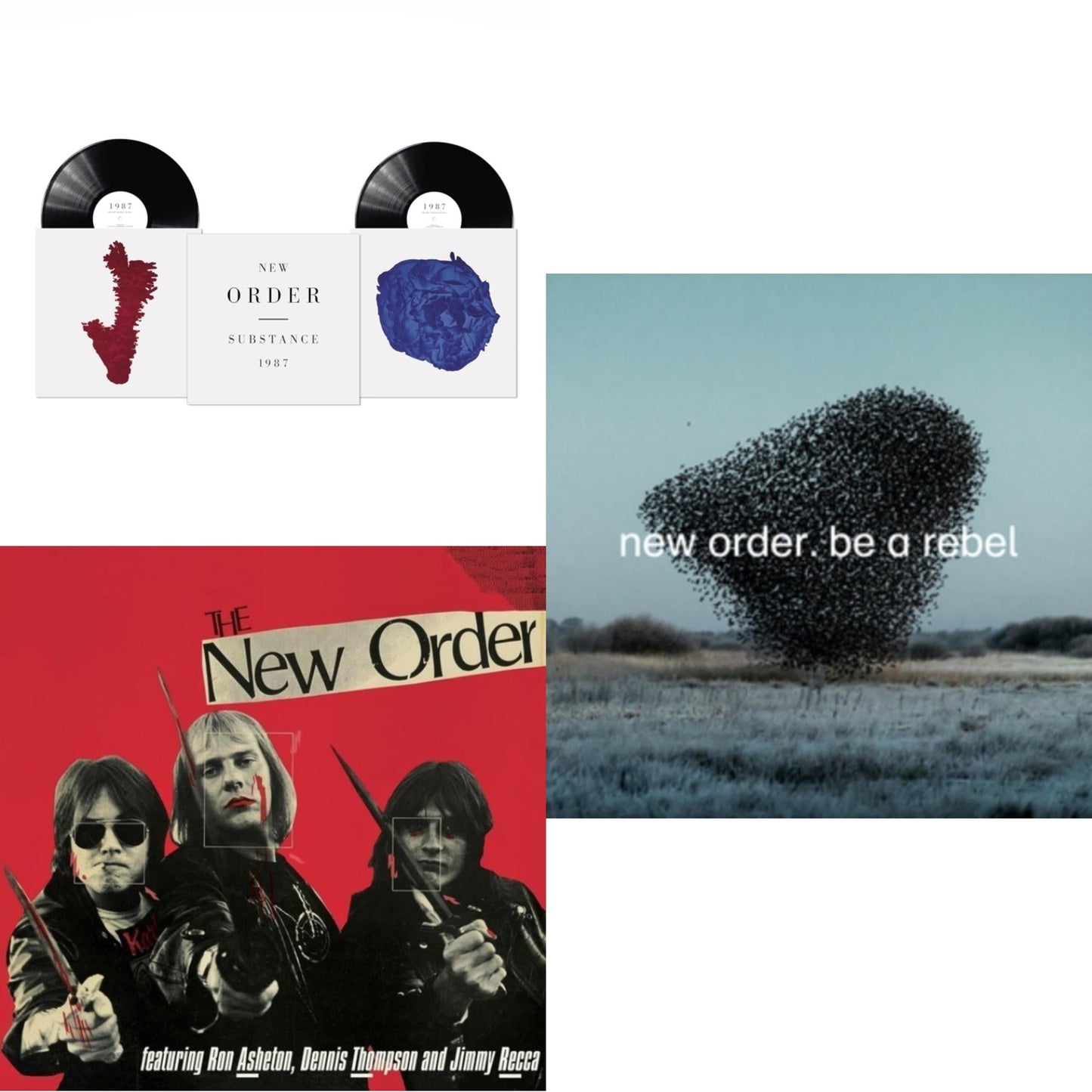 New Order - Substance (2023 Reissue) (2LP) & New Order (Marble LP Vinyl) & Be A Rebel Ep