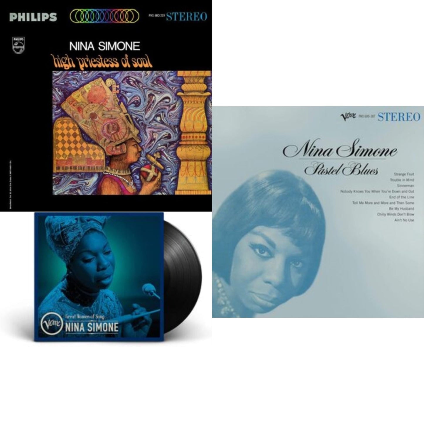 Nina Simone - High Priestess Of Soul & Great Women Of Song: Nina Simone & Pastel Blues (Verve Acoustic Sounds Series) - LP Vinyl Bundle