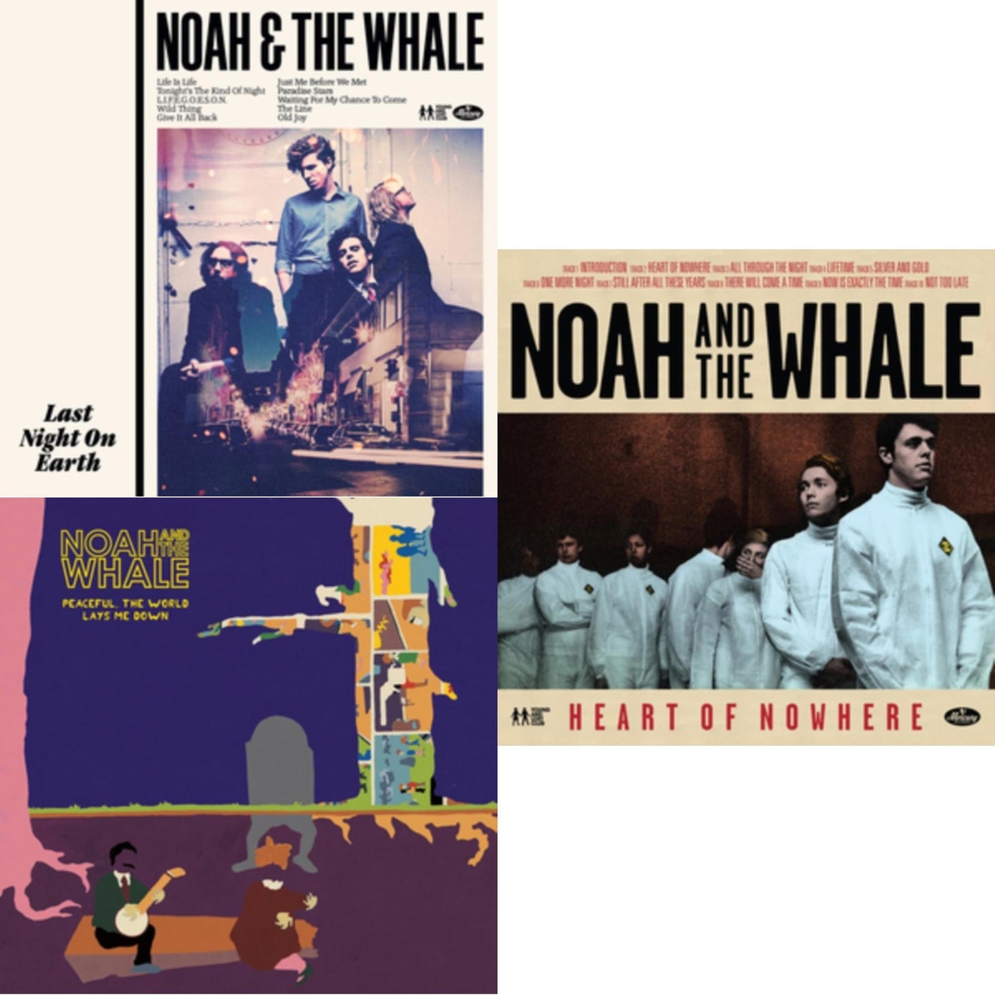 Noah & The Whale - Peaceful, The World Lays Me Down & Last Night On Earth & Heart Of Nowhere - LP Vinyl Bundle