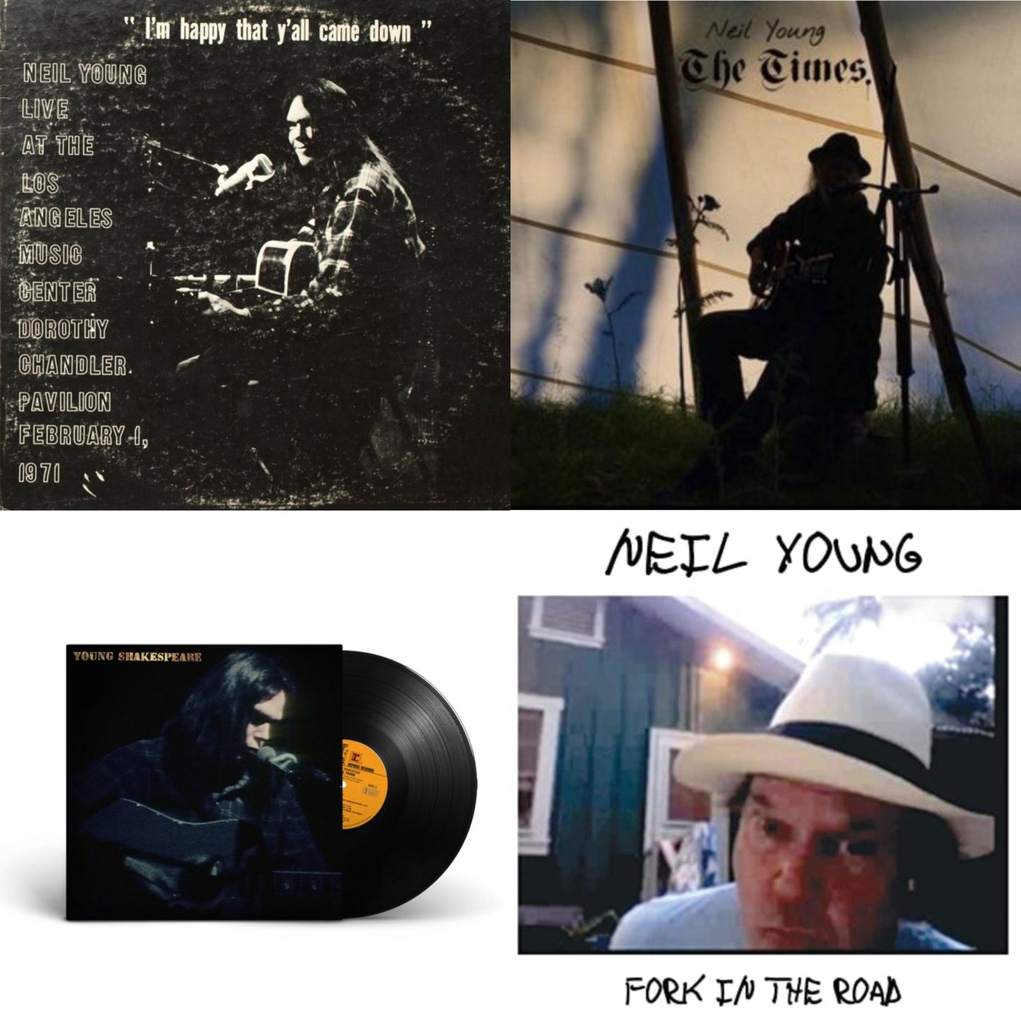 Neil Young - Dorothy Chandler Pavilion 1971 & Times & Young Shakespeare & Fork In The Road (140G) - LP Vinyl Bundle
