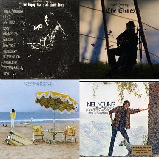 Neil Young - Dorothy Chandler Pavilion 1971 & Times & On The Beach & Everybody Knows This Is Nowhere - LP Vinyl Bundle