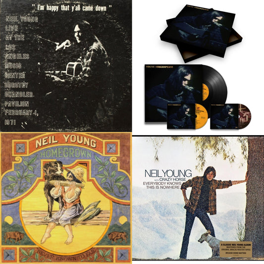 Neil Young - Dorothy Chandler Pavilion 1971 & Young Shakespeare (Deluxe) & Homegrown & Everybody Knows This Is Nowhere - LP Vinyl Bundle