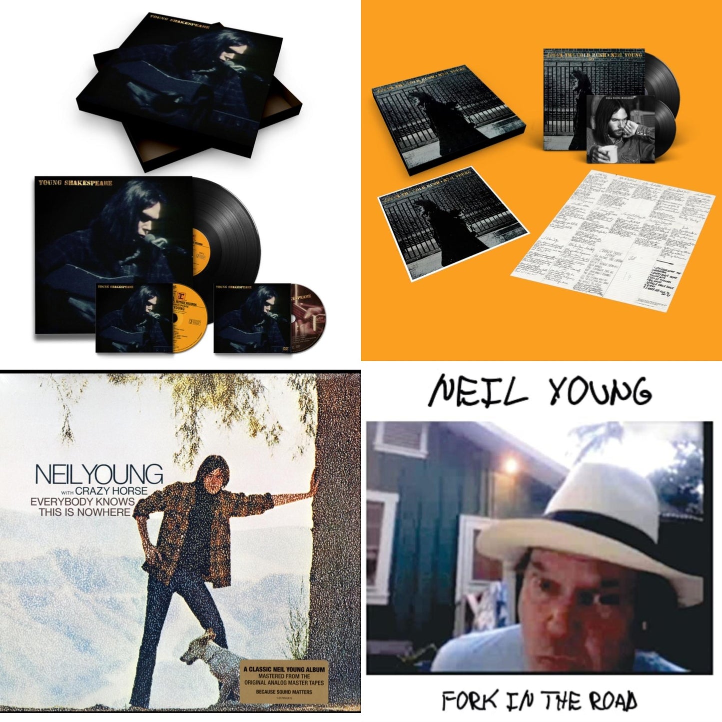 Neil Young - Young Shakespeare (Deluxe) & After The Gold Rush (50Th Anniv Ed) & Everybody Knows This Is Nowhere & Fork In The Road (140G) - LP Vinyl Bundle