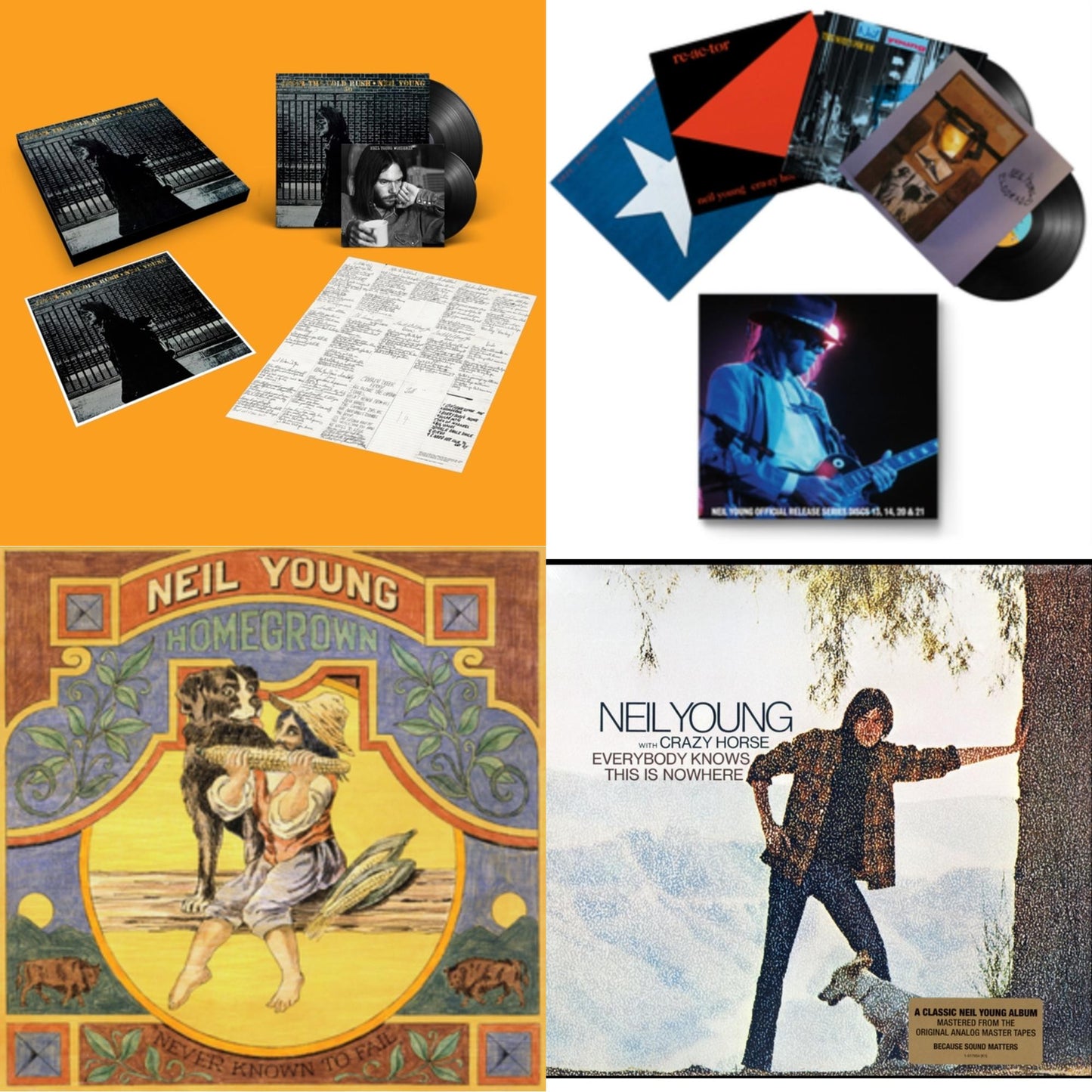 Neil Young - After The Gold Rush (50Th Anniv Ed) & Official Release Series Discs 13, 14, 20 & 21 & Homegrown & Everybody Knows This Is Nowhere - LP Vinyl Bundle