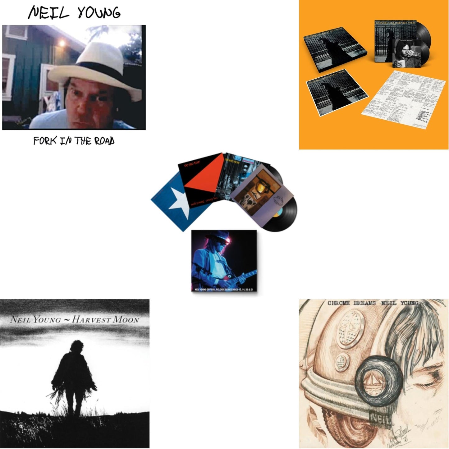 Neil Young - Chrome Dreams (2LP) & After The Gold Rush (50Th Anniv Ed) & Official Release Series Discs 13, 14, 20 & 21 & Harvest Moon (2LP) & Fork In The Road (140G)