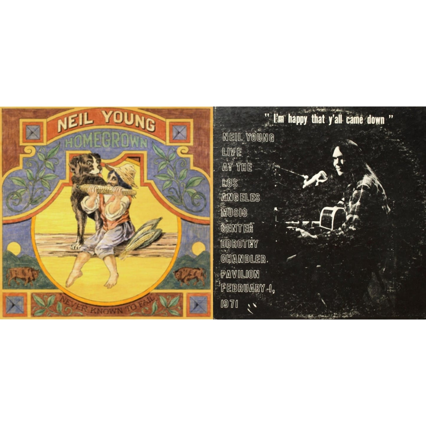 Neil Young - Dorothy Chandler Pavilion 1971 & Homegrown - LP Vinyl Bundle