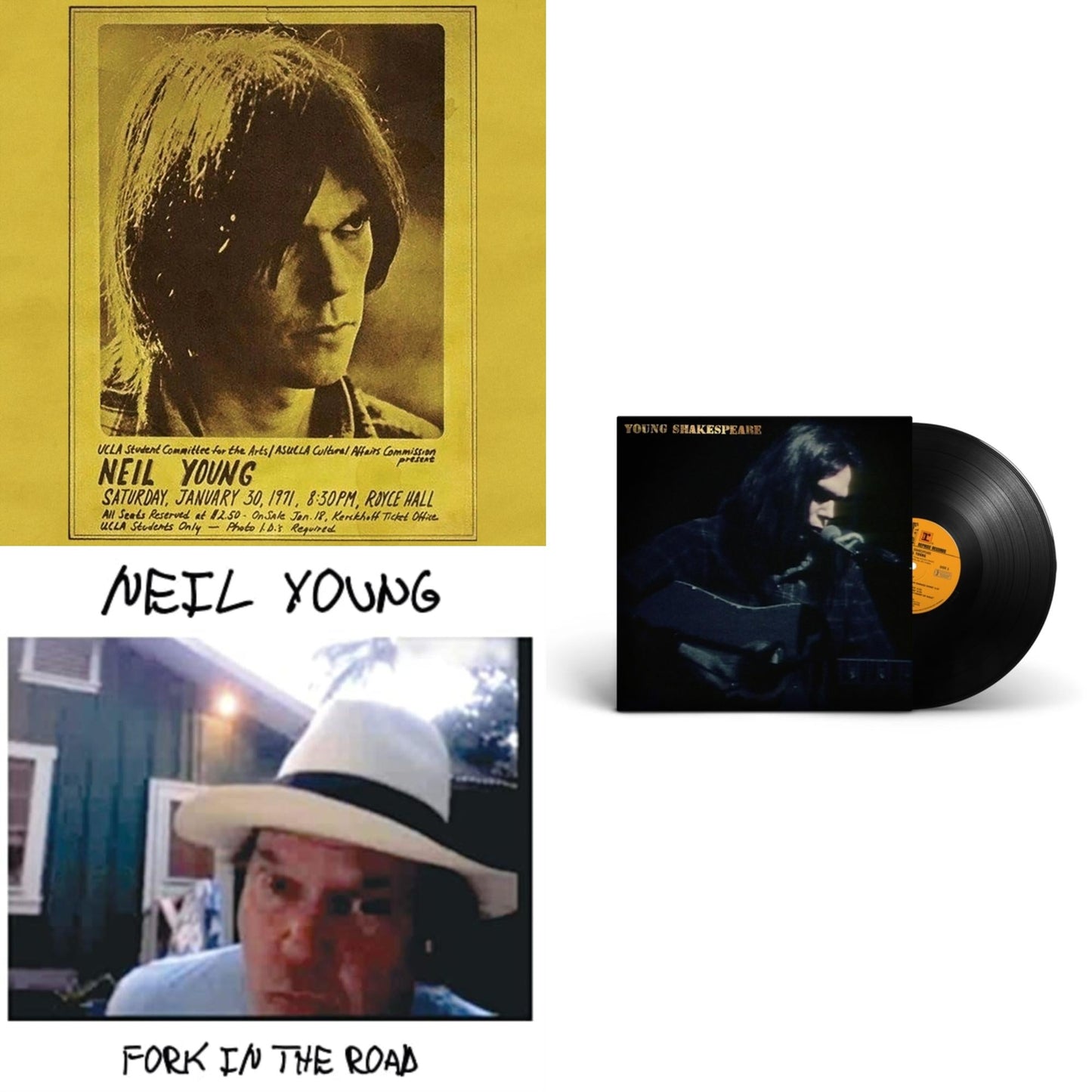 Neil Young - Royce Hall 1971 & Young Shakespeare & Fork In The Road (140G) - LP Vinyl Bundle